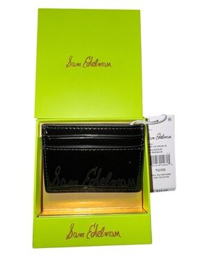 Sam Edelman Black Patent Card Holder with Logo Script